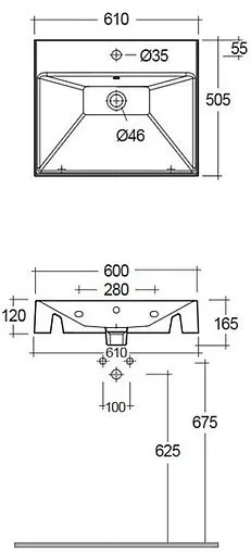 Раковина Kludi Resa 60 светло-серый 59WW61O2