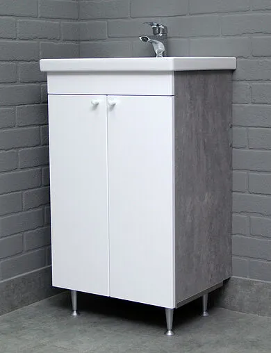 Тумба под умывальник напольная Домино Промо 50 белый/бетон DP2616T