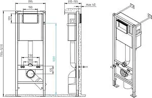 Комплект 6 в 1 Cersanit Carina XL CO DPL EO slim 64441 с кнопкой Corner хром глянцевый, 2