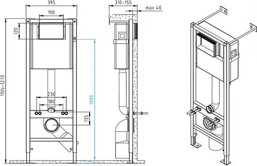 Комплект 6 в 1 Cersanit Carina XL CO DPL EO slim 64441 с кнопкой Corner хром глянцевый