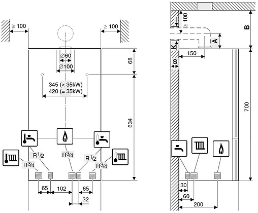 Настенный газовый котел двухконтурный турбированный 28кВт Buderus Logamax U072-28K 7736901468RU Настенный газовый котел двухконтурный турбированный 28кВт Buderus Logamax U072-28K 7736901468RU
