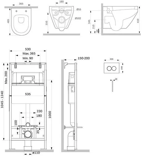 Комплект 6 в 1 Am.Pm Spirit 2.0 FlashClean IS100151.701700 с кнопкой хром глянцевый