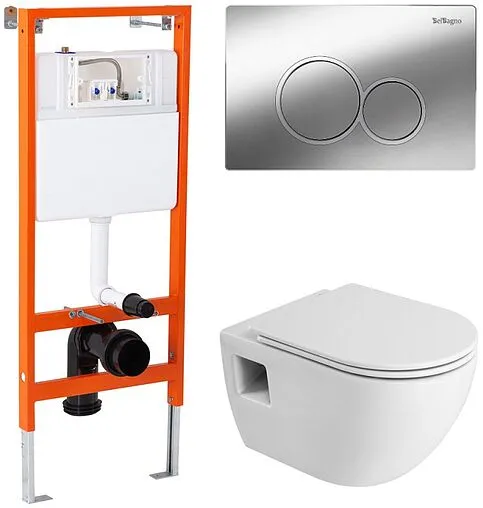 Комплект 5 в 1 BelBagno Eco CZR-526-TH-R/CZR-2040-SC/BB097/R.CR с кнопкой хром глянцевый