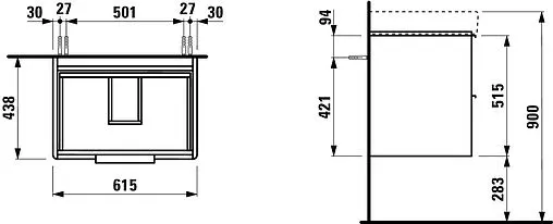 Тумба под умывальник подвесная Laufen Base 65 белый 4.0229.2.110.261.1