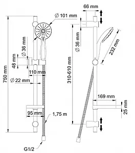 Душевая стойка Swedbe Calypso хром 5081, 2