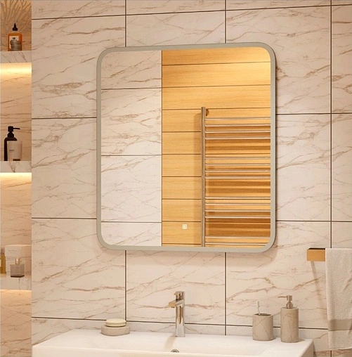 Зеркало с подсветкой Continent Glamour Led 68.5 белый ЗЛП42