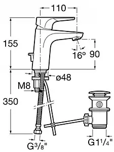 Смеситель для раковины Roca Atlas хром 75A3090C0M Смеситель для раковины Roca Atlas хром 75A3090C0M, 2