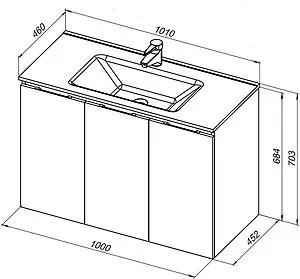 Тумба-умывальник подвесная Aquanet Алвита New 100 серый 00277532+00254365, 2