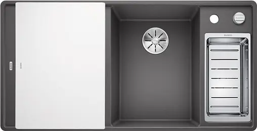 Мойка кухонная Blanco Axia III 6 S-F 100 R (доска стекло) тёмная скала 523490