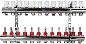 Группа коллекторная с расходомерами 12 отводов 1&quot;в/в x ¾&quot;ек Luxor CD 473M/12 15652712MN, 1