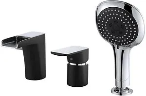 Смеситель на борт ванны на 3 отверстия D&K Berlin Technische чёрный/хром DA1434215, 1