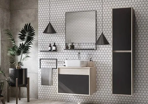 Тумба-умывальник подвесная Aquaton Лофт Урбан 80 графит/орегон 1A2476K4LQX60