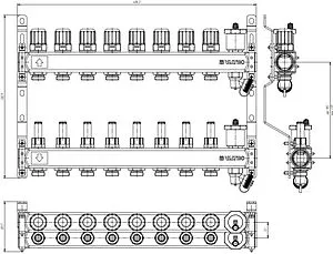 Группа коллекторная с расходомерами 8 отводов 1&quot;в/в x ¾&quot;ек Valtec VTc.579.EMNX.0608, 2