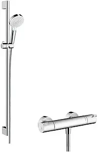 Душевая стойка с термостатом Hansgrohe Ecostat 1001 CL/Crometta 100 Vario 2jet 90см хром/белый 27813400 Душевая стойка с термостатом Hansgrohe Ecostat 1001 CL/Crometta 100 Vario 2jet 90см хром/белый 27813400, 1