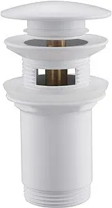 Выпуск автоматический для раковины с переливом Abber BEQUEM белый матовый AF0010W Выпуск автоматический для раковины с переливом Abber BEQUEM белый матовый AF0010W, 1