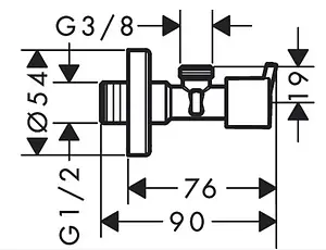 Кран шаровый угловой ½&quot;н x ⅜&quot;н хром Hansgrohe S 13901000, 2