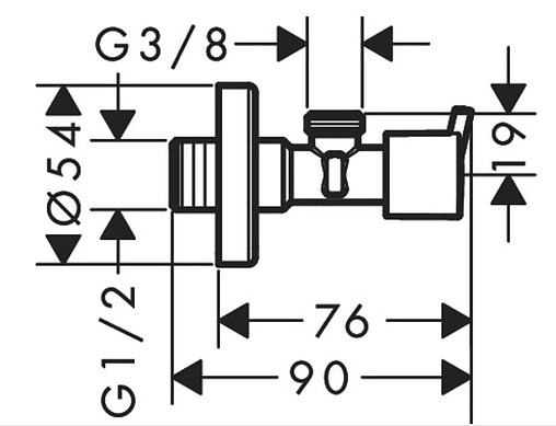 Кран шаровый угловой ½"н x ⅜"н хром Hansgrohe S 13901000 Кран шаровый угловой ½"н x ⅜"н хром Hansgrohe S 13901000