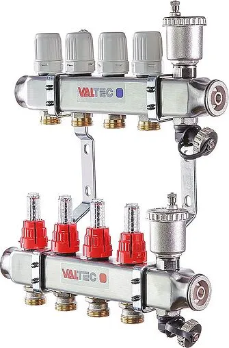 Группа коллекторная с расходомерами 9 отводов 1&quot;в/в x ¾&quot;ек Valtec VTc.586.EMNX.0609