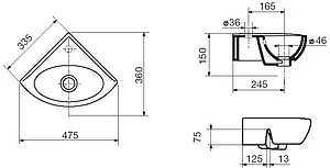 Раковина Ideal Standard Eurovit 47 белый W420201 Раковина Ideal Standard Eurovit 47 белый W420201, 2