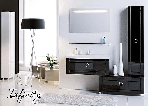 Шкаф-пенал подвесной Aqwella Infinity 35 чёрный Inf.05.35/BLK Шкаф-пенал подвесной Aqwella Infinity 35 чёрный Inf.05.35/BLK