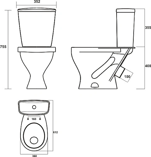 Унитаз-компакт Sanita Эталон Стандарт белый WC.CC/Etalon/1-P/WHT.G/S1