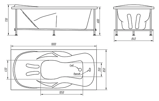Ванна акриловая BellRado Симфония 180x85 BR7011032-00