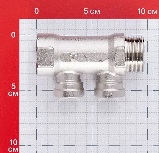 Коллектор распределительный проходной 2 отвода 1&quot;в/н x ½&quot;в Valtec VTc.550.N.0602