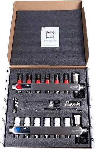 Группа коллекторная с расходомерами 6 отводов 1&quot;в/в x ¾&quot;ек FDV S1103C-2/6