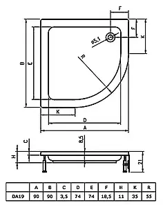 Поддон для душа Riho 210 DA1900500000000 Поддон для душа Riho 210 DA1900500000000, 3