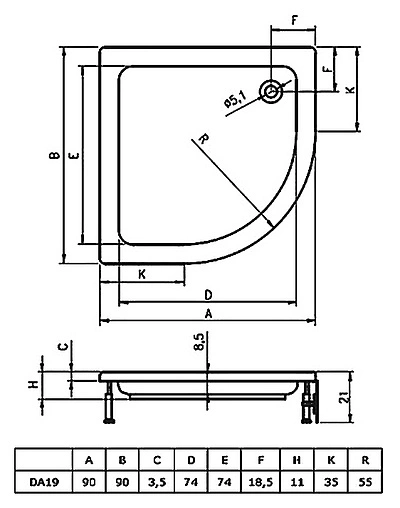 Поддон для душа Riho 210 DA1900500000000