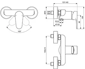 Смеситель для душа Ideal Standard Cerafine O чёрный матовый/хром BC499XG Смеситель для душа Ideal Standard Cerafine O чёрный матовый/хром BC499XG, 2