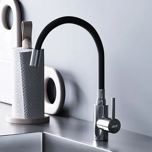 Смеситель для кухни с гибким изливом Dorff Logic хром/чёрный D3007622 Смеситель для кухни с гибким изливом Dorff Logic хром/чёрный D3007622