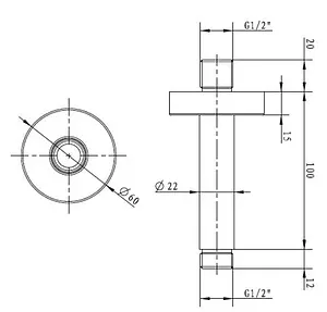 Держатель верхнего душа на потолок Villeroy&Boch Universal хром TVC00001900061 Держатель верхнего душа на потолок Villeroy&Boch Universal хром TVC00001900061, 2