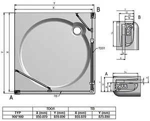 Душевое ограждение 900x900мм прозрачное стекло Roltechnik Tower Line TDO1+TB/900*900 724-9000000-00-02+725-9000000-00-02 Душевое ограждение 900x900мм прозрачное стекло Roltechnik Tower Line TDO1+TB/900*900 724-9000000-00-02+725-9000000-00-02, 2