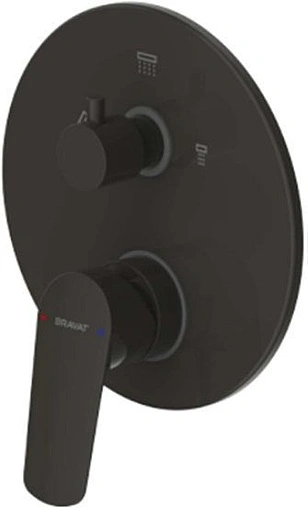 Смеситель для ванны скрытого монтажа Bravat Rhein чёрный матовый PB8429564BW-3-ENG