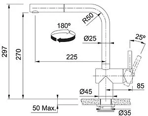 Смеситель для кухни с выдвижным изливом Franke Atlas Neo Sensor чёрный матовый 115.0625.527 Смеситель для кухни с выдвижным изливом Franke Atlas Neo Sensor чёрный матовый 115.0625.527, 2