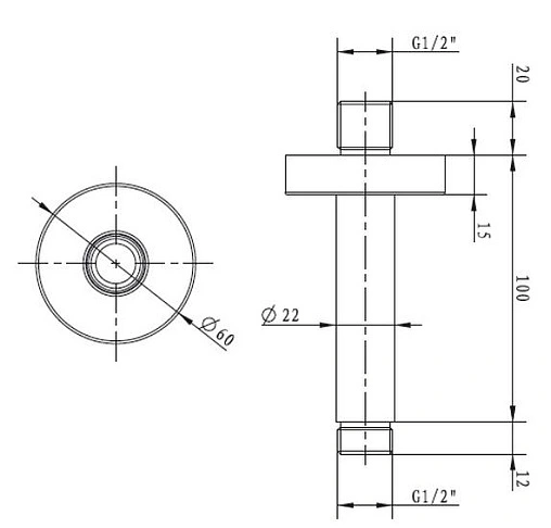 Держатель верхнего душа на потолок Villeroy&amp;Boch Universal хром TVC00001900061