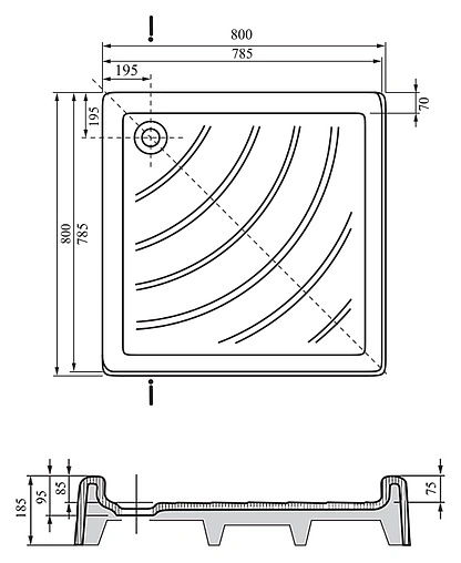 Поддон для душа Ravak Angela-80 PU A004401120