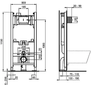 Комплект 4 в 1 Ideal Standard Tesi Rimless RT007902, 2