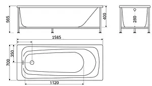 Ванна акриловая BelBagno 160x70 BB102-160-70 Ванна акриловая BelBagno 160x70 BB102-160-70, 2