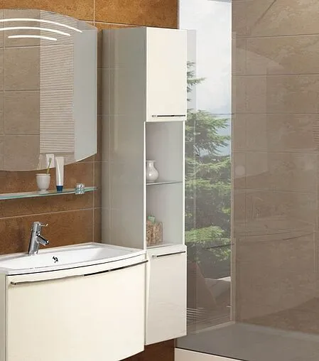 Шкаф-пенал подвесной с бельевой корзиной Aquaton Севилья 35 белый жемчуг 1A126603SEG30