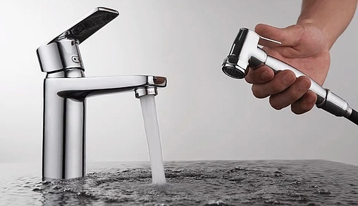 Смеситель для раковины с гигиеническим душем D&amp;K Rhein Lessing хром DA1322601