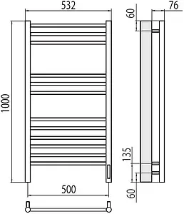 Полотенцесушитель электрический лесенка Terminus Аврора П12 500х1000 электро sensor quick touch полированная сталь 4670078527226, 2