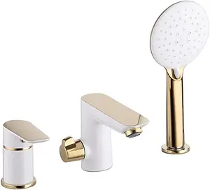 Смеситель на борт ванны на 3 отверстия IDDIS Cloud белый/желтое золото CLOWG30i07, 1