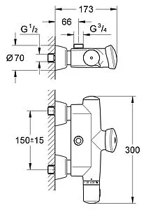 Термостат для душа Grohe Eurodisc SE хром 36244000, 2