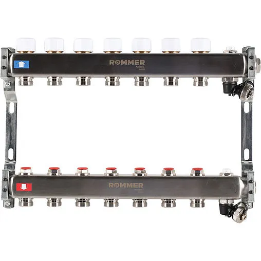 Группа коллекторная без расходомеров 7 отводов 1&quot;в/в x ¾&quot;ек Rommer RMS-3201-000007