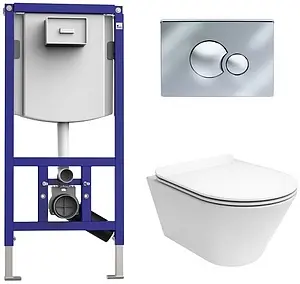 Комплект 5 в 1 Sanit S 706 90.733.81..S001+PLMR.wc.02+PLMR.seat.02/WHT с кнопкой 16.706.81..0000 хром глянцевый Комплект 5 в 1 Sanit S 706 90.733.81..S001+PLMR.wc.02+PLMR.seat.02/WHT с кнопкой 16.706.81..0000 хром глянцевый, 1