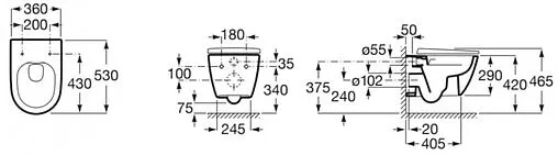 Унитаз подвесной безободковый Roca Ona Rimless белый A346687000