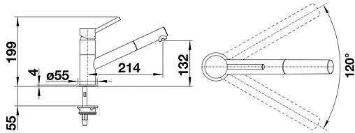 Смеситель для кухни с выдвижным изливом Blanco Kano-S хром 521503