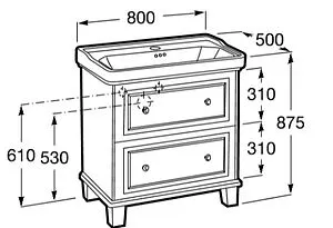 Тумба-умывальник напольная Roca Carmen 80 белый матовый ZRU9307845+3270A0000, 2